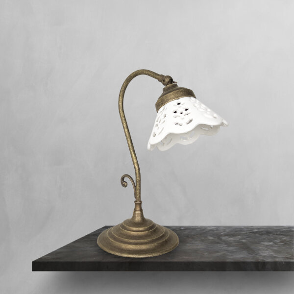 Lampe de table rustiqueLaiton Céramique 32,5cm orientable E14