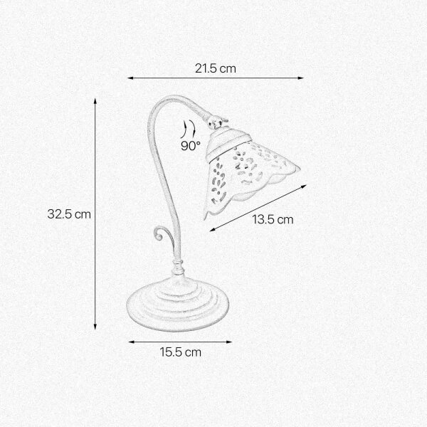 Lampe de table rustiqueLaiton Céramique 32,5cm orientable E14