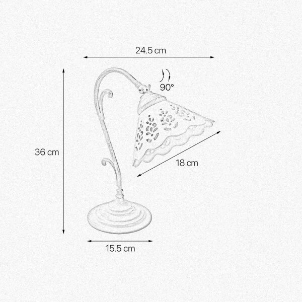 Lampe de table céramique laiton H : 36 cm pivotant E14 Rustique