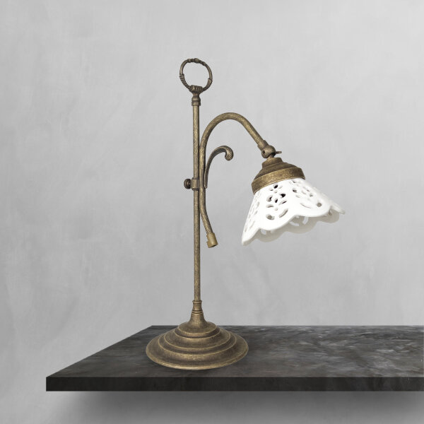 Lampe de table Rustique H : 36 cm pivotant E14 céramique laiton