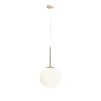Suspension ronde boule de verre m&eacute;tal E27 en or blanc