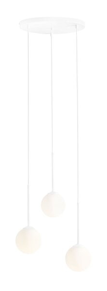 Suspension verre métal Moderne 3-flamme E14 en blanc