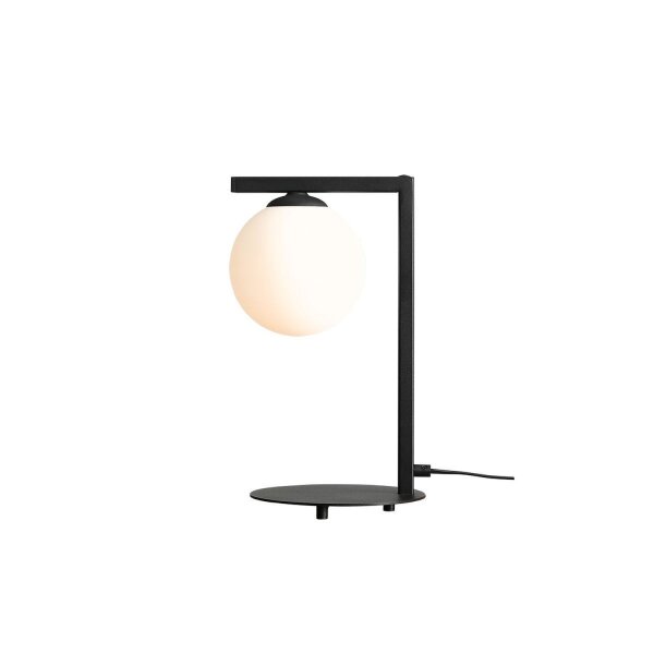 Kleine Tischlampe Schwarz Weiß Glas Kugel 49 cm wohnlich