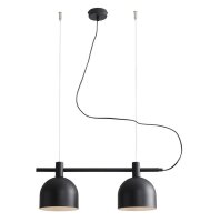 Lampe à suspendre 2 flammes E27 noir métal...