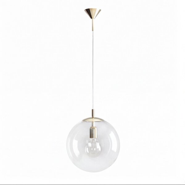 Suspension E27 en or clair boule de verre 30 cm rond