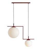 Lampe à suspendre rouge blanc verre boules L:72,5...