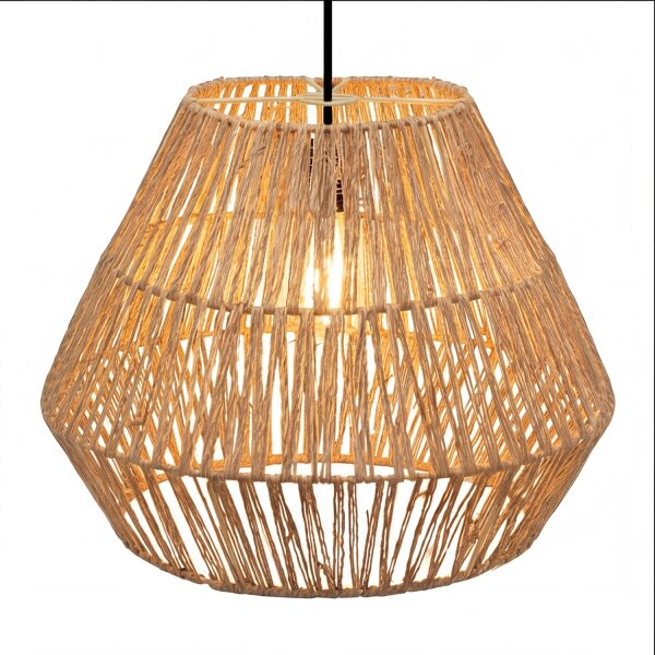 Hängelampe Boho Ø 40 cm Korb Schirm Natur Modern E27