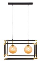 Pendelleuchte Metall Glas in Schwarz Bernstein G9 54 cm