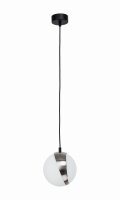 Suspension ronde verre métal E14 noir blanc nickel