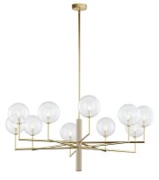 Plafonnier moderne verre métal G9 10-flmg or beige