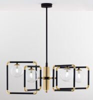 XXL Deckenleuchte Metall Glas Schwarz Gold 83 cm 4-flmg