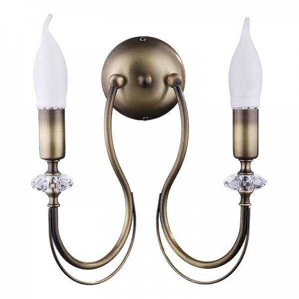 Antike Wandleuchte Metall in Messing B:26 cm 2-flammig