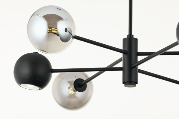 Plafonnier métal verre L:94 cm G9 GU10 noir chrome