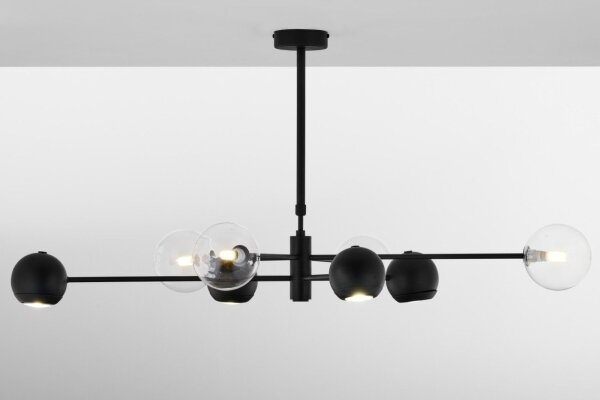 Schwarze Deckenlampe Metall Glas L:94 cm G9 GU10