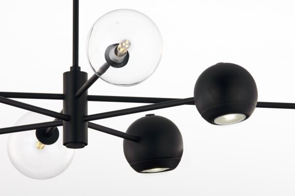 Schwarze Deckenlampe Metall Glas L:94 cm G9 GU10