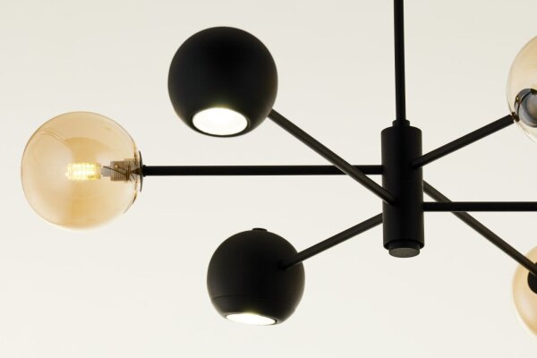 Deckenleuchte groß Glas Metall G9 GU10 Schwarz Bernstein