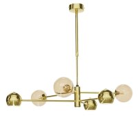 Große Deckenlampe Metall Glas in Gold Bernstein...
