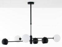 Plafonnier noir métal verre L:94 cm G9 GU10 6-flmg