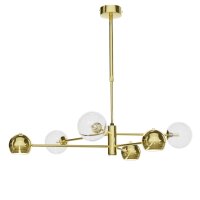 Moderne Deckenlampe Metall Glas in Gold 6-flmg L:94 cm
