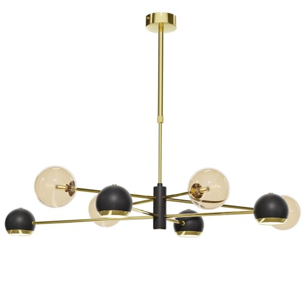 Deckenlampe Metall Glas in Bernstein 100 cm G9 GU10