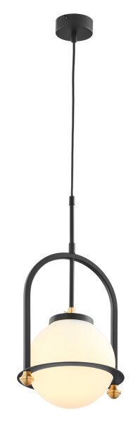 Runde Hängelampe Metall Glas E27 Ø23 cm in Schwarz