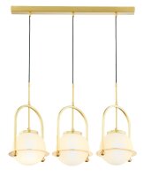 Längliche Pendelleuchte E27 Glas Messing 3-flammig...