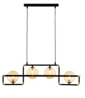 Pendelleuchte Metall Glas 90 cm Schwarz Bernstein Gold