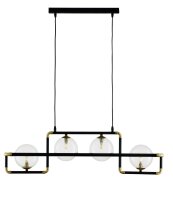 Lange H&auml;ngeleuchte Metall Glas 90 cm G9 in Schwarz Gold