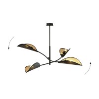 Plafonnier tissu métal 102 cm long pivotant noir or