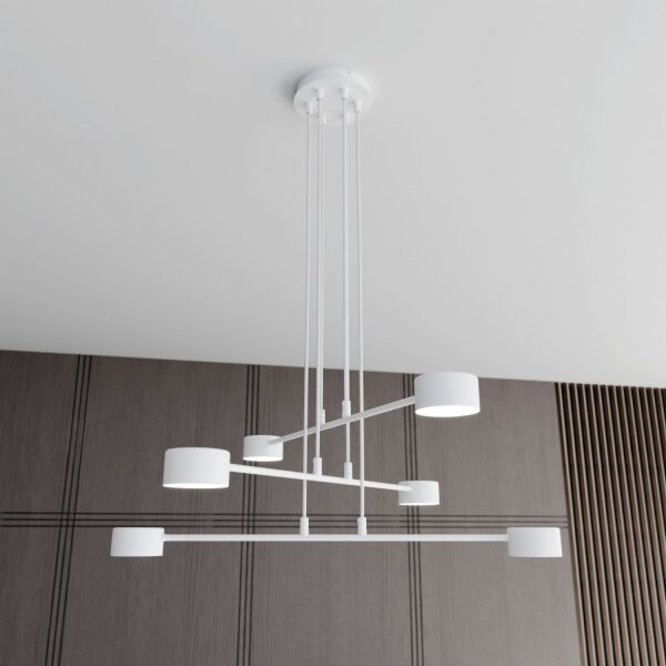 Pendelleuchte Metall Weiß B: 70 cm H: max. 100 cm verstellbar