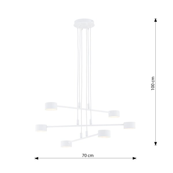Pendelleuchte Metall Weiß B: 70 cm H: max. 100 cm verstellbar