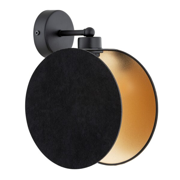 Wohnzimmer Stoff Metall rund Ø 20 cm in Schwarz Gold E27