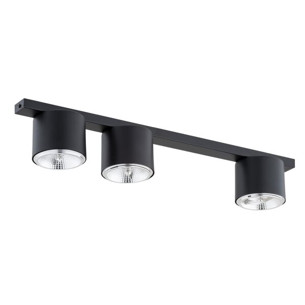 Plafonnier métal 70 cm de long Noir 3 feux GU10 AR111