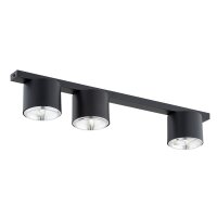 Plafonnier m&eacute;tal 70 cm de long Noir 3 feux GU10 AR111