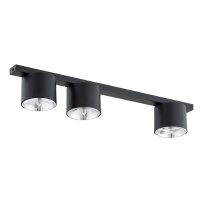Plafonnier métal 70 cm de long Noir 3 feux GU10 AR111