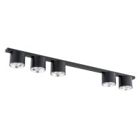 Plafonnier noir 116 cm de long M&eacute;tal 5-flamme GU10...