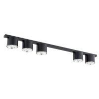 Plafonnier noir 116 cm de long Métal 5-flamme GU10...