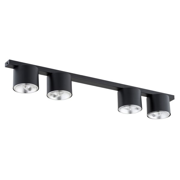 Plafonnier noir 90 cm de long 4-flamme GU10 AR111 Métal