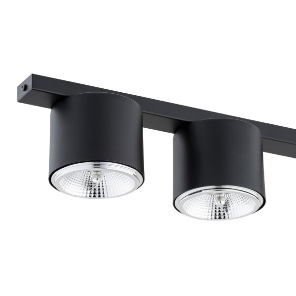 Plafonnier noir 90 cm de long 4-flamme GU10 AR111 Métal