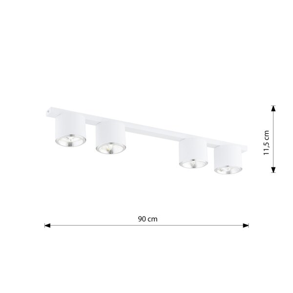 Deckenlampe Metall Weiß 90 cm lang 4-flammig GU10 AR111