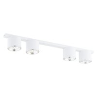 Plafonnier en métal blanc 90 cm de long 4-flamme...