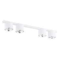 Plafonnier en métal blanc 90 cm de long 4-flamme...