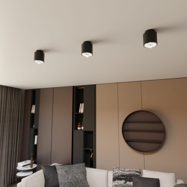 Aufputz Deckenlampe Metall Ø 11,5 cm klein GU10 AR111 Schwarz