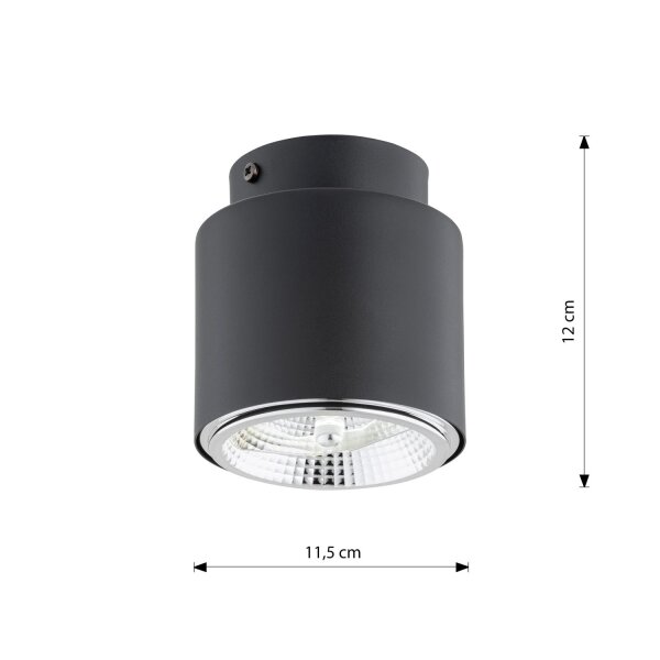 Aufputz Deckenlampe Metall Ø 11,5 cm klein GU10 AR111 Schwarz