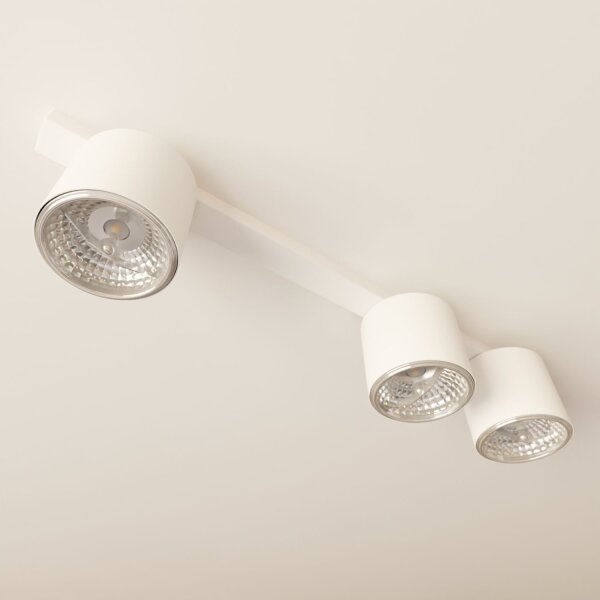 Plafonnier blanc 70 cm de long Métal 3-flamme GU10 AR111