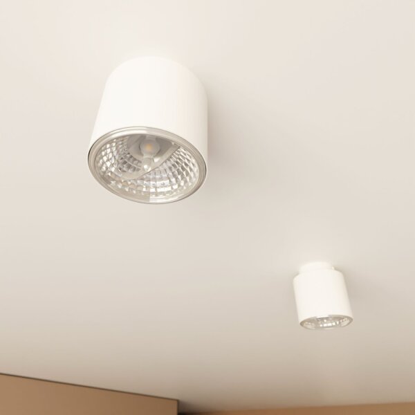 Deckenspot Weiß Aufputz Ø 11,5 cm H: 12 cm GU10 AR111 Metall