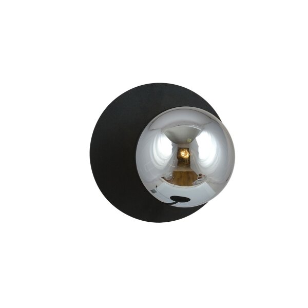 Applique verre fumé métal Ø 20 cm rond E14 sphère abat-jour
