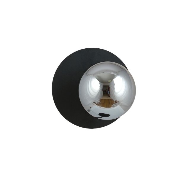 Applique verre fumé métal Ø 20 cm rond E14 sphère abat-jour