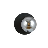 Wandlampe Rauchglas Metall Ø 20 cm rund E14 Kugel...