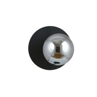 Wandlampe Rauchglas Metall Ø 20 cm rund E14 Kugel...